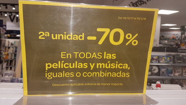 oferta 70% en la segunda unidad...carrefour