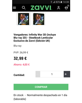 disponible steelbook infinity war zavvi