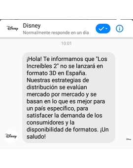 RESPUESTA DE DISNEY EN REFERENCIA A MI POST ANTERIOR!