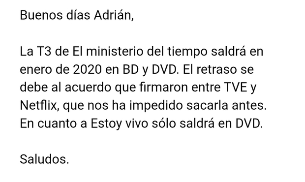 Contestación de Divisa a la salida de la temporada 3 de Ministerio del Tiempo