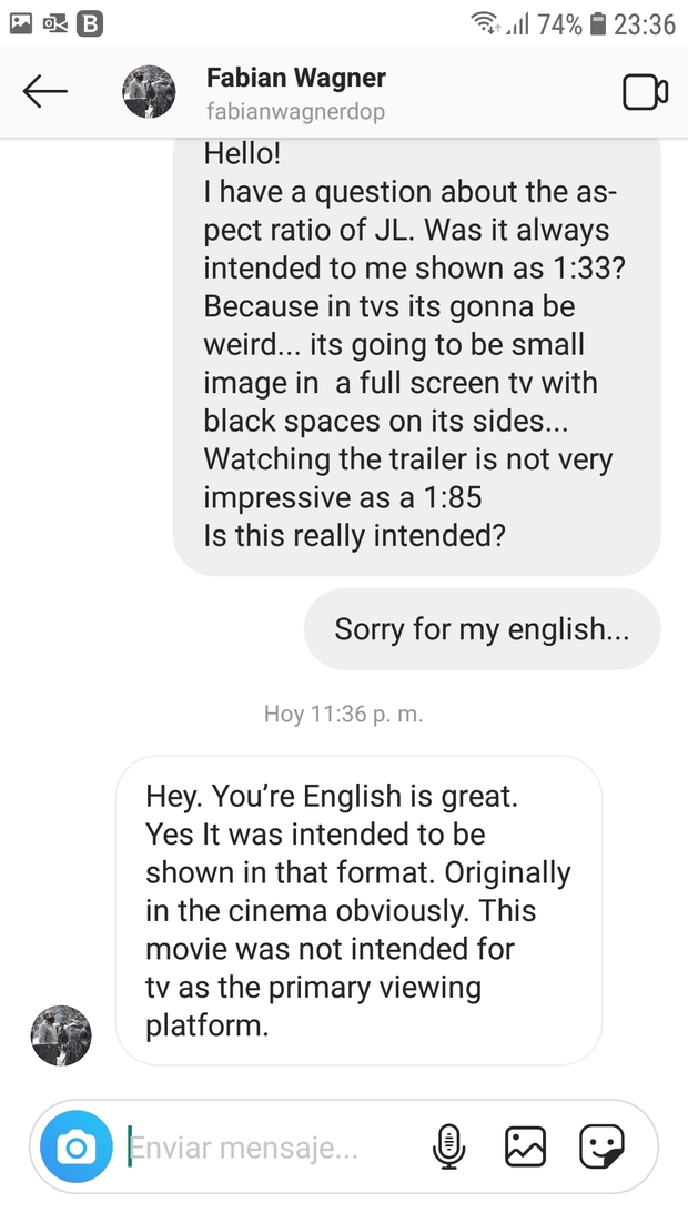 Director de fotografía de JL me contesta!