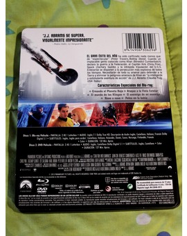 Star Trek: En La Oscuridad. Blu-ray SteelBook. Trasera