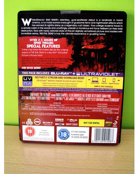 The Evil Dead. Blu-ray SteelBook. Trasera Con Contraportada.