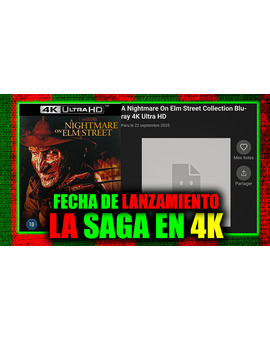Pesadilla en Elm Street la saga confirmada en Blu Ray 4K UHD para septiembre de 2025 