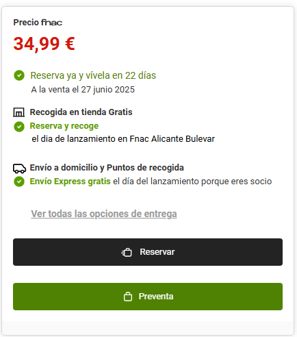 Reservas Arvi en Fnac
