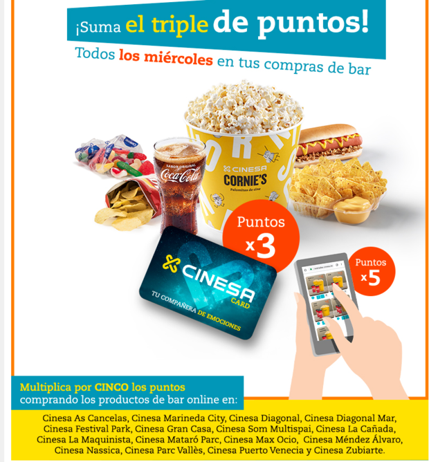 Cinesa Miércoles al Cine x3 x5 puntos