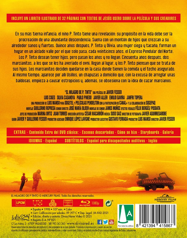 El Milagro de P. Tinto - Contraportada Blu-Ray Divisa 2021