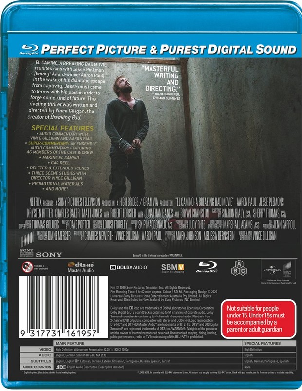 El Camino. Blu-ray australiano