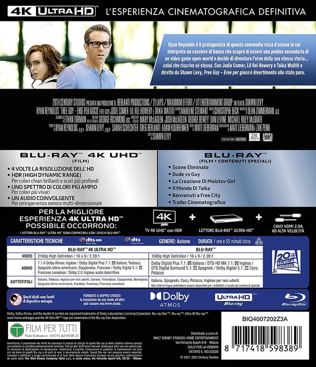 Free guy. 4K+ Blu-ray Italia. 