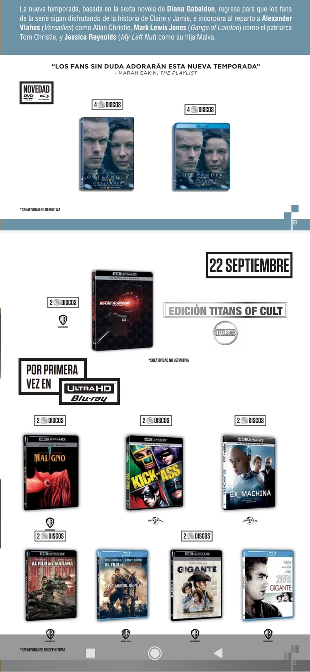 Outlander 6, maligno, ex-machina y más en septiembre
