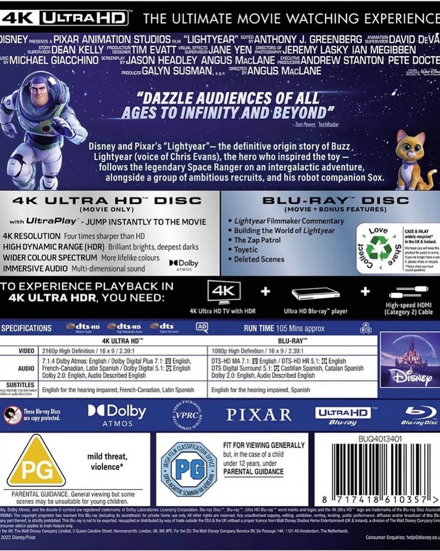 Lightyear 4k latino y Blu-ray castellano. La mejor opción