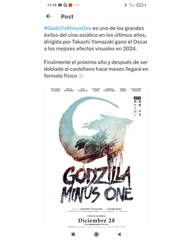 Godzilla minus one en 4K en España