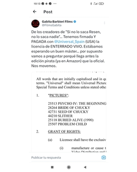 Comunicado Gabita Barbieri sobre Enterrado vivo (1990) Frank Darabond