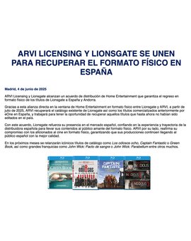 Bombazo!!!!! Lionsgate y Arvi juntos (John wick...) 