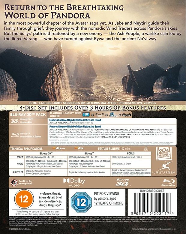 Avatar: fuego y ceniza 3D