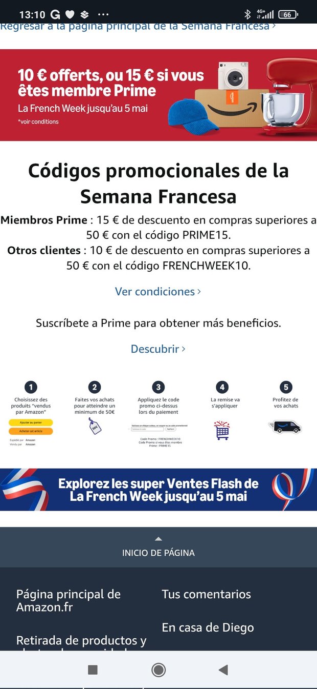 Código descuento en amazon.fr