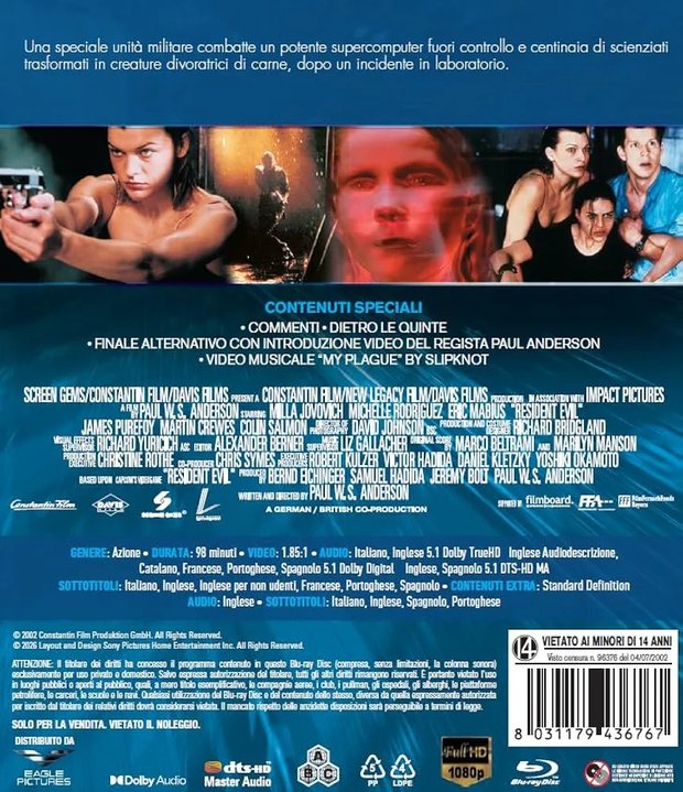Resident Evil. 16 de septiembre en Blu-ray en Italia