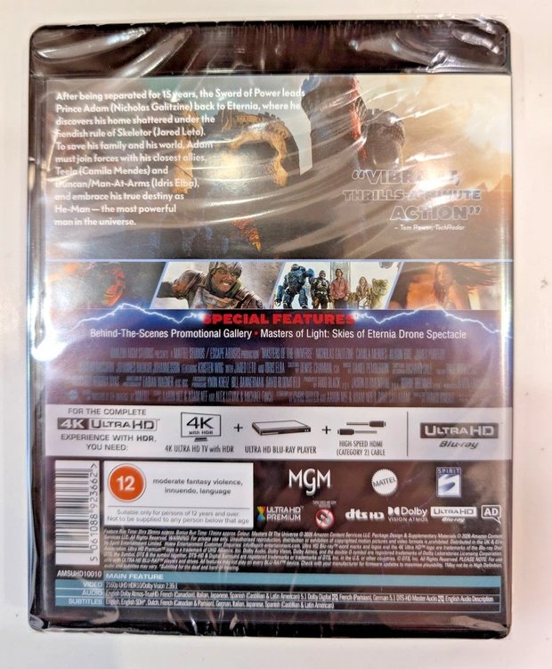 Masters del universo 4K. Carátula trasera Reino Unido