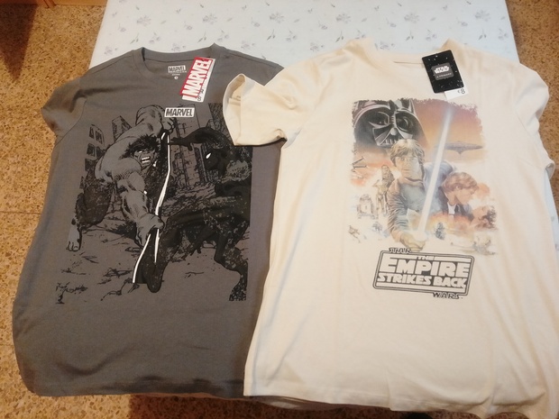 Camisetas MARVEL y STAR WARS, últimas compras. 