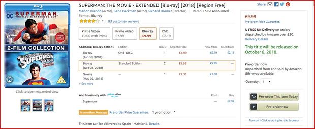 Superman TV Extended Cut a buen precio en uk