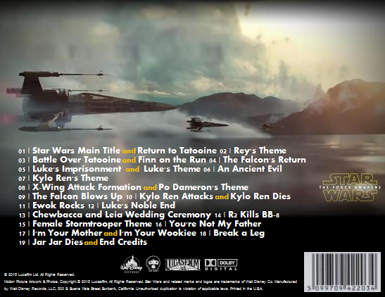 La contraportada del CD de "El despertar de la Fuerza"... ¿o no? (No lleva spoilers)