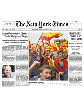 El culebrón sobre los abusos sexuales del jefe de Miramax, portada en NYT
