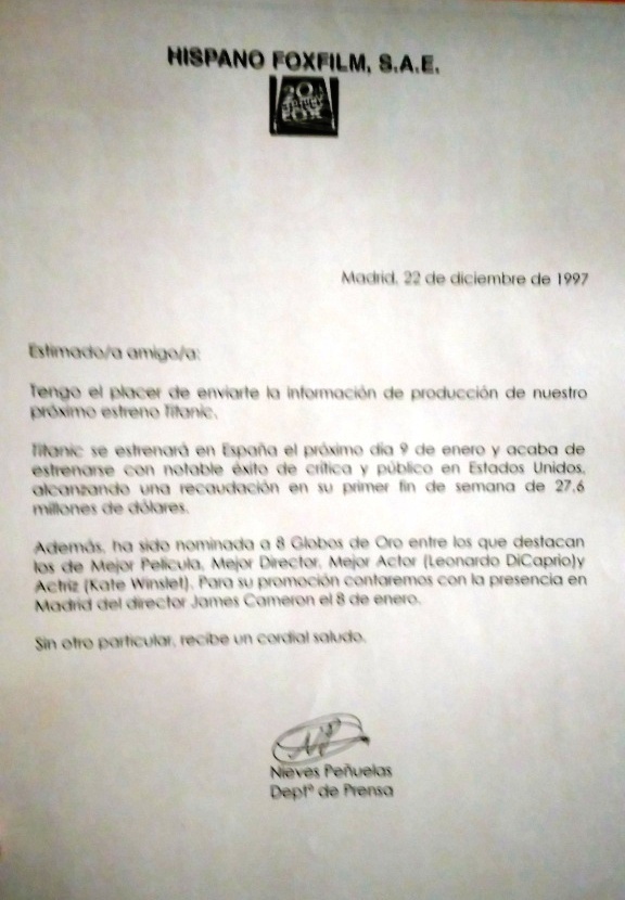 Primera toma de contacto de TITANIC con la prensa española...