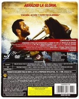 Caratula trasera del steelbook de '300: El Origen de un Imperio' (inclusive idiomas)