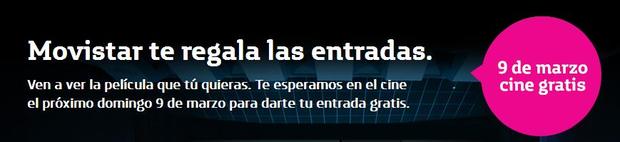 Movistar invita al cine este domingo 9 de Marzo, sesion matinal.