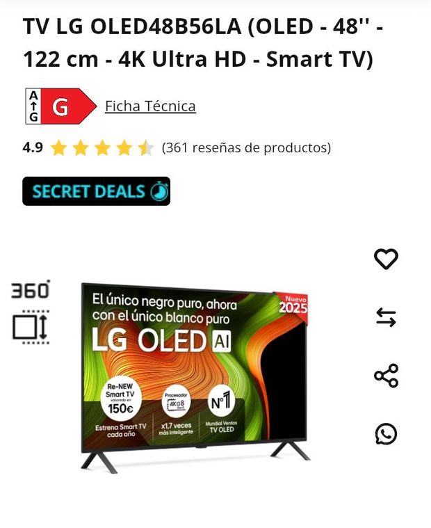 Recomendación TV OLED LG 48"