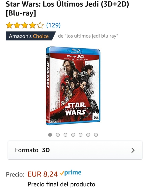 Star Wars Los Ultimos Jedi Bluray 3D