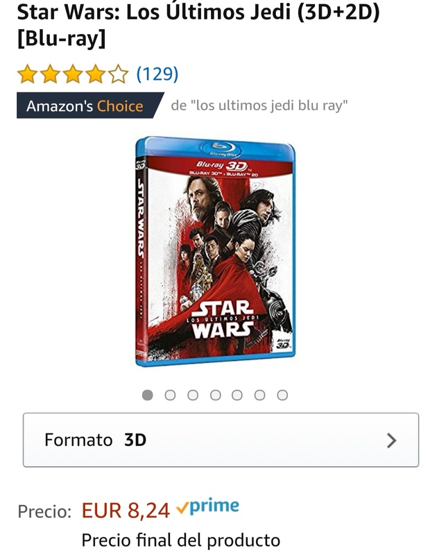 Star Wars Los Ultimos Jedi Bluray 3D