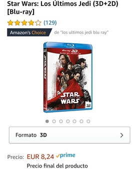 Star Wars Los Ultimos Jedi Bluray 3D