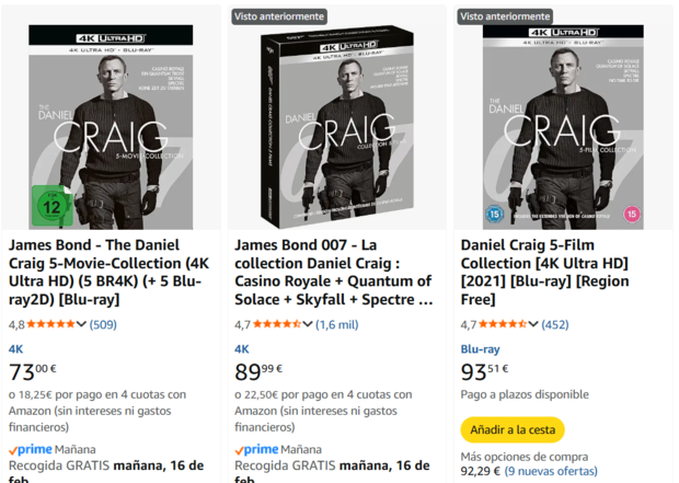 Duda sobre packs 007 Daniel Craig 4K