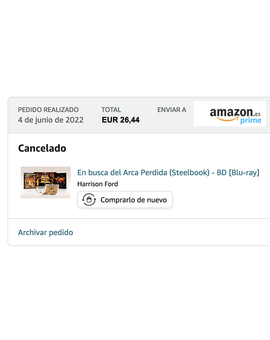Pedido cancelado sin motivo en Amazon