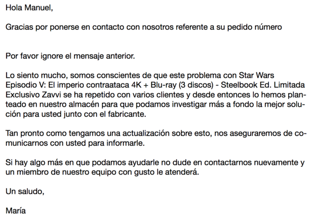 Respuesta de Zavvi Steelbook SW V rayado