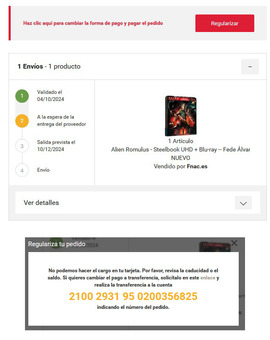 URGENTE: Problema Fnac steelbook Alien Romulus