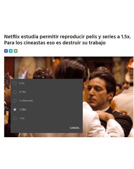 Netflix estudia permitir reproducir pelis y series a 1.5x. 