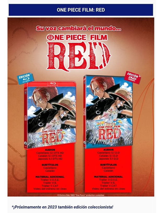 Sin edición coleccionista de One Piece Film Red hasta más adelante