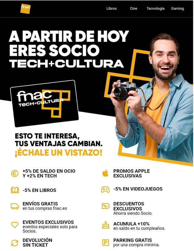 Cambios en las condiciones de socio de fnac.es para el cine