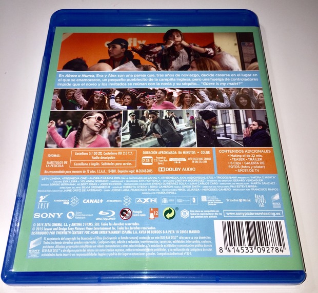 Información para corregir ficha: Ahora o Nunca (2015) (Blu-ray) (Sony Pictures Home Entertaintment)