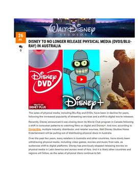 Disney cancela ediciones físicas en Australia