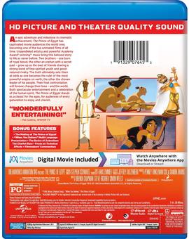 EL PRÍNCIPE DE EGIPTO, PARTE TRASERA OFICIAL  BLU RAY