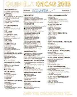 Mi quiniela para los Oscars 2015 - PABLETEBC