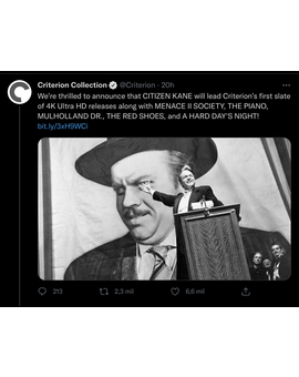 Criterion se estrena en el 4K y anuncia títulos