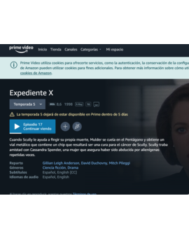 Dichosas plataformas... Expediente x dejara de estar disponible en amazon prime.