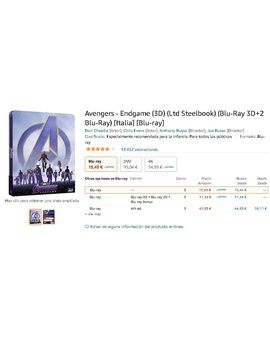 Oferta steelbook Endgame por 15 euros