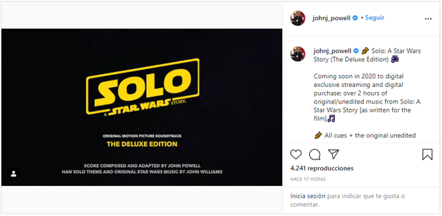  Anunciada  banda sonora edición deluxe de SOLO Una Historia de Star Wars