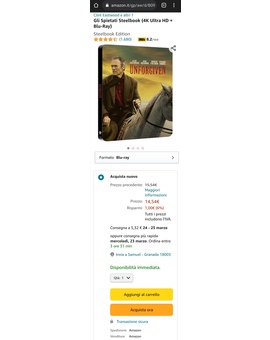 Sin perdón Steelbook italiano UHD 4K en castellano (14.54€ + envío)