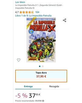Sobre aquella reserva del tomo de La imposible Patrulla X por 5.50